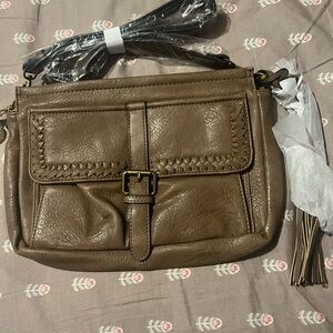 Everyday Taupe Crossbody Bag with Front Buckle